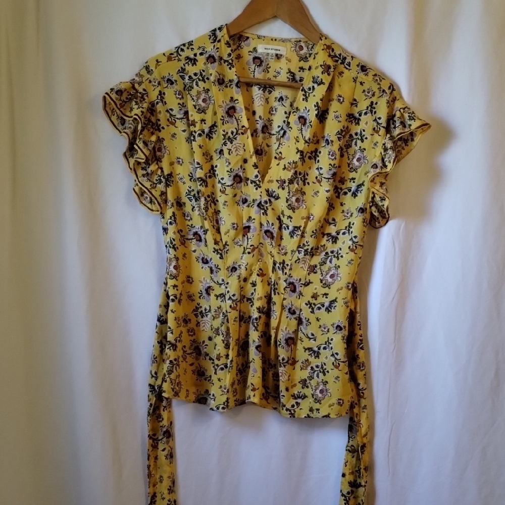 Max Studio Yellow Floral Ruffle Blouse - Picture 8 of 12